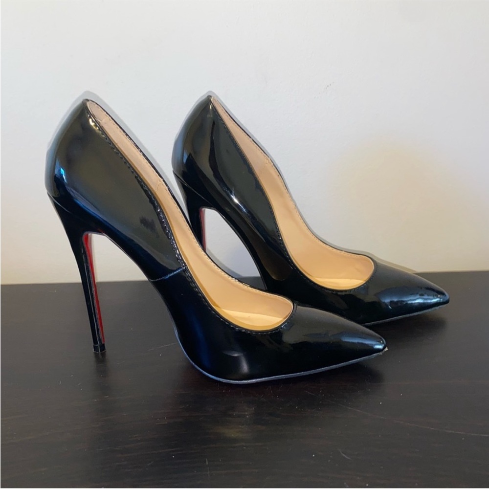 So Kate Christian Louboutin black pattern leather heels